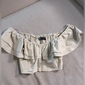 Zara Off-Shoulder Ruffle Crop Top